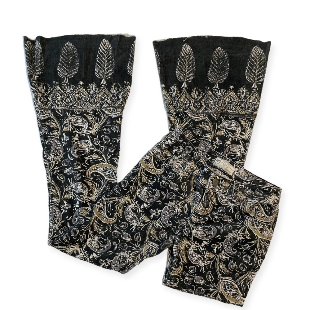 Free People Paisley Delhi Corduroy Flares Size 24